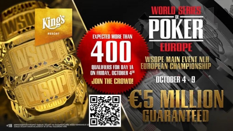 【APL扑克】WSOPE定档九月，包含15场金手链赛事，主赛保底500万欧元！