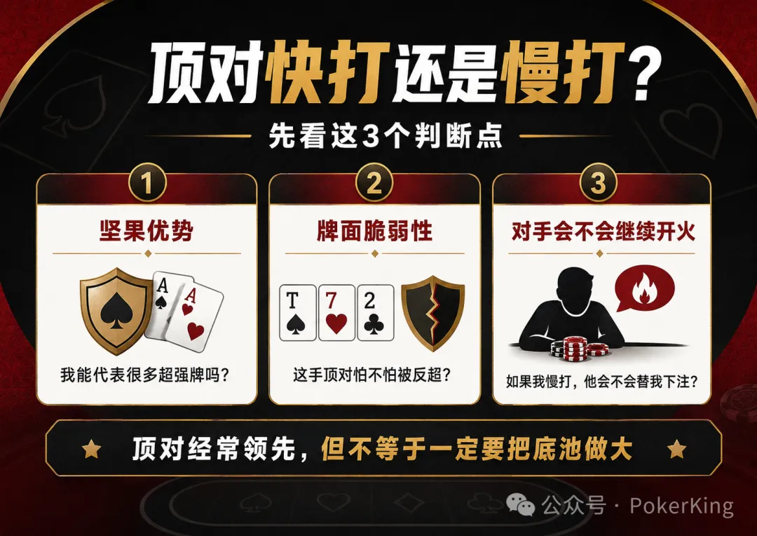 【APL扑克】别一拿顶对就加注:这5种情况,慢打反而赢得更多