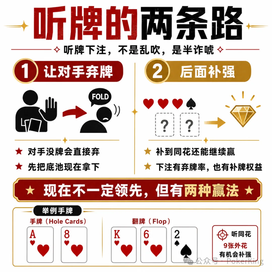 【APL扑克】听牌到底该不该下注？记住这八个字：单挑就打，人多就缩