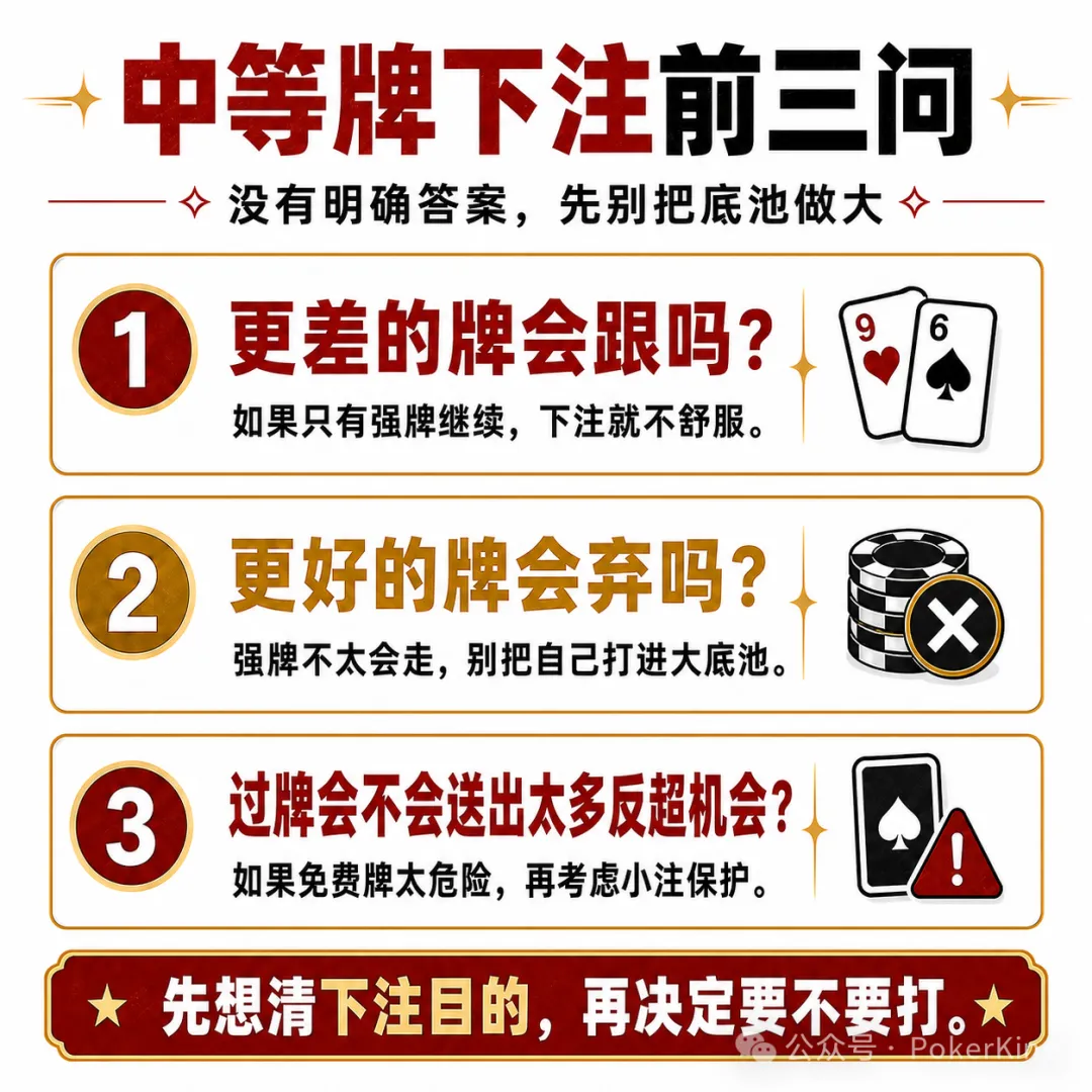 【APL扑克】中等牌力的困境：不是每手对子都值得下注，先问自己三个问题