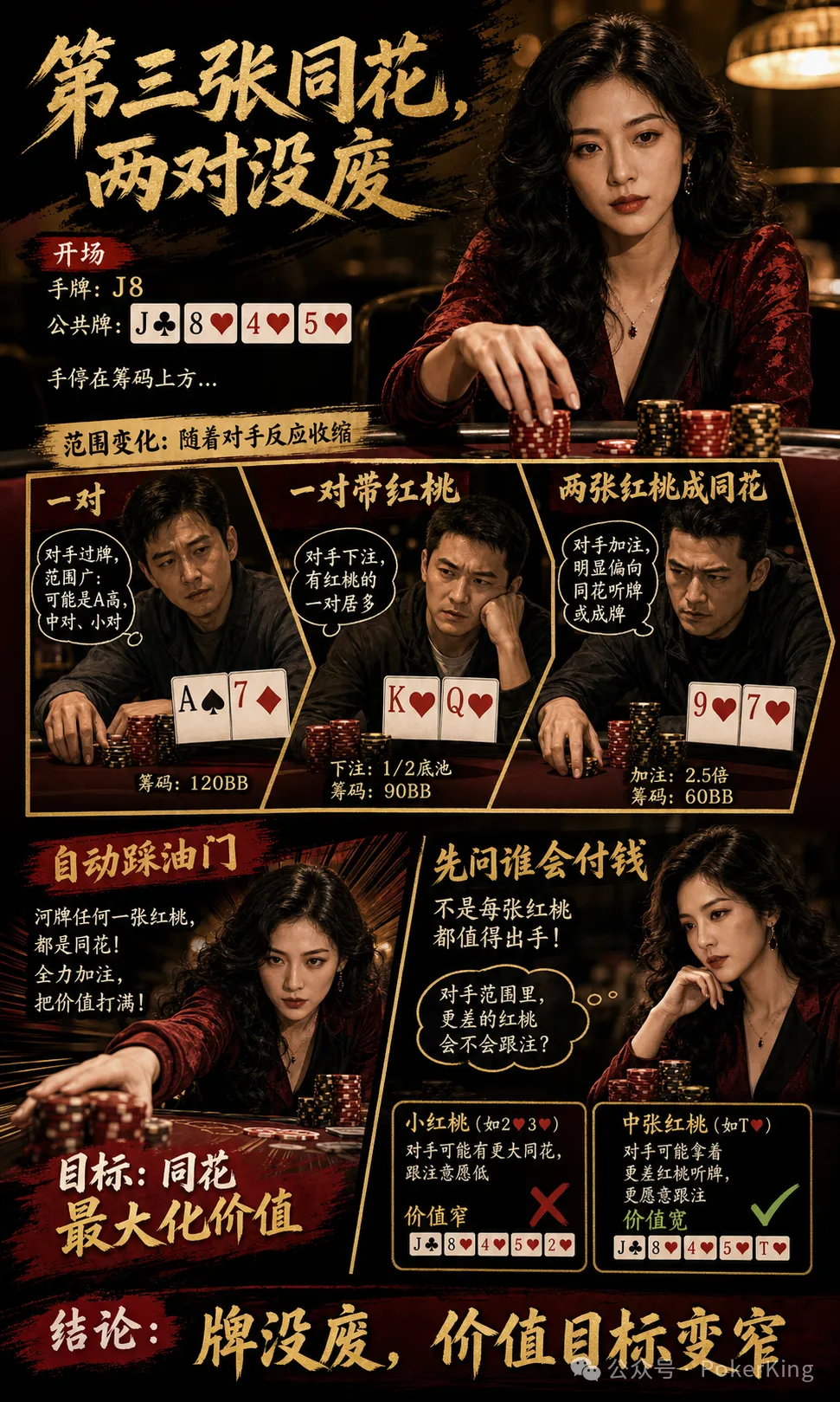 【APL扑克】转牌第三张同花落地，两对还能继续吗？先问三件事再决定