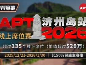 【APL扑克】推荐赛事:2026APT济州岛站线上席位赛